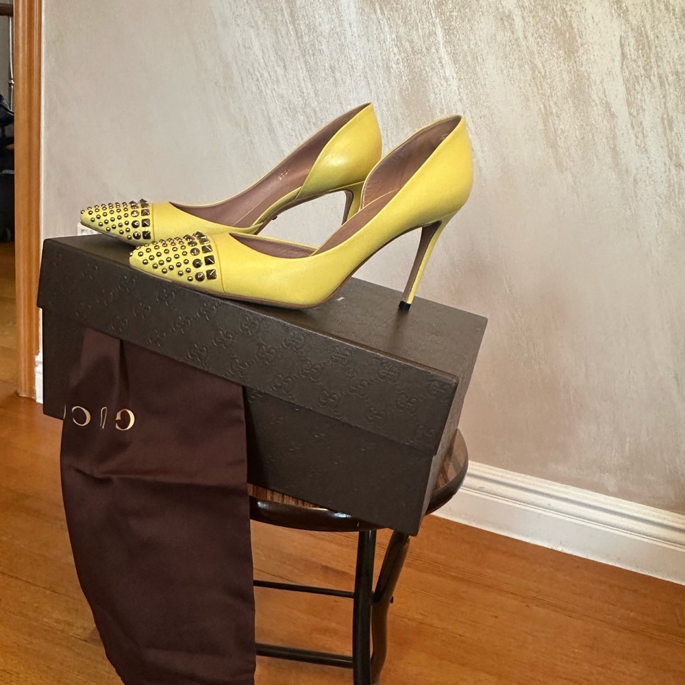 Gucci Yellow Studded Heels